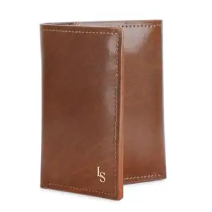 LOUIS STITCH Mens Spanish Leather Tri Fold Wallet with RFID Blocking | 3 Fold Wallet Purse with 5 Card Slots, 1 Cash Compartment and ID Window | Tan (LSWL-04-TFCLTN-100)