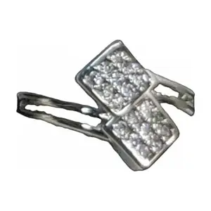 Prisha Arts 2506 Modern Geometric Ring with Double Square Crystal Design