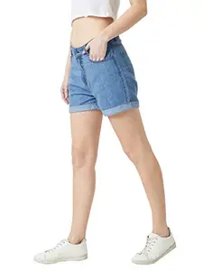 Miss Chase Women's Regular Length Mid Rise Denim Shorts(MCSS19DEN09-02-115-30,Blue,30)