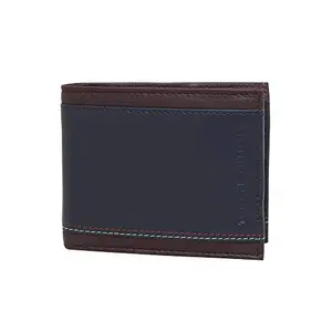 Tommy Hilfiger Slaterun Leather Global Coin Wallet for Men - Wine & Navy, 4 Card Slots
