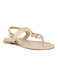 Inc.5 Women Beige Solid Open Toe Flats