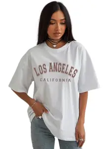 Shark Women's Round Oversized T-Shirt Neck Half Sleeve T-Shirt for Women