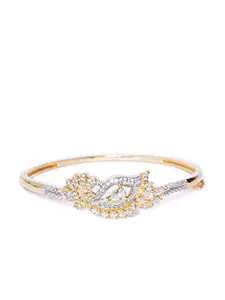 Priyaasi Peacock Design American Diamond Gold Plated Bangle Bracelet for Women and Girl (Size: 2.6)