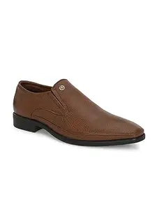 ALBERTO TORRESI Leather Slip-on Formal Shoes - Stylish and Comfortable Men's Dress Footwear for Elegance and Business - Brown - 10 UK/India