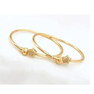 Gold Brass Elite Colorful Bracelet/Bangles for Women | Adjustable | Size 2.4 | 2 Pcs | pkc84_B&Bangles_537_2.4
