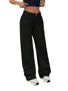 KOTTY Womens High Waist Regular Fit Ankle Length Clean Gery Denim Jeans