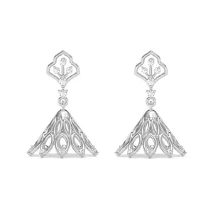 CLARA 925 Sterling Silver Tashi Jhumki Earrings | Platinum Plated, Swiss Zirconia |Gift for Women and Girls
