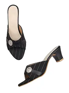 WalkTrendy Womens Synthetic Black Sandals With Heels - 6 UK (Wtwhs300_Black_39)