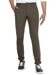 JadeBlue Regular Fit Casual Trouser for Men | Stylish 100% Cotton Olive Green Solid Pants for Everyday Wear | Comfortable, Soft Feel Men's Trousers for Casual Outings or Work - TO2G_42
