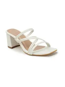 ICONICS Women's Sleep On Stylish and Comfortable Back Strap Sandal for Casual IOffice I Party Use ICN-SI-W-28 White Heeled 7 Kids UK