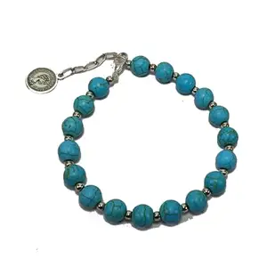 Howlite Turquoise Bracelet Beads Stone adjustment Beads Victoria Queen Bracelet Shape Hand Bracelet