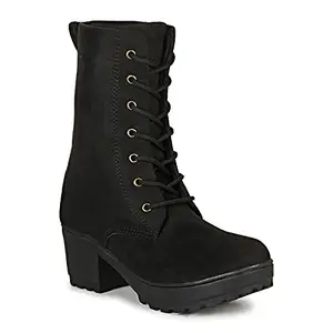 commander shoes Casual Long Boots for Girls and Women (37, Black, 830)