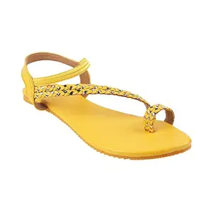 Walkway By Metro Brands Women's Yellow Synthetic Sandals 4-UK (37 EU) (33-3018)