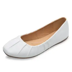 Sixth Street Women's Casual Comfortable and Lightweight Ballerina Ballet Flats-White-(Size-38)