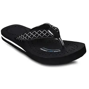 ELASA Super-Comfortable| SuperFoam| EcoTread| Soft| Plush| Slipper| Flip Flop| Indoor| Outdoor| Flip Flops for Women- Black 5