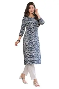 WEARORA Women’s Rayon Printed Kurti3/4 Sleeve Straight Fit Casual Ethnic Wear