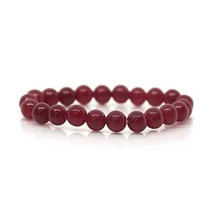 Aanya Gems Ruby (Mannik) Gemstone Bracelet 8 mm(Free Size) (Ruby) with Lab Certificate