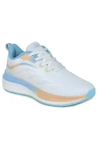 ABROS Cozyfeet Running Sports Shoes Breathable Upper Mesh with Eva Sole Memory Foam Insole Casual Walking & Gym Shoes for Mens (Offwhite/L.Sky 4)