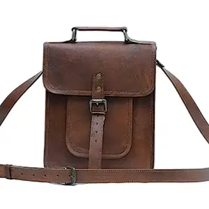 k.k.handicrafts Leather Messenger Bag For Men | Leather Bag with Shoulder Straps | Laptop Messenger Bag | Leather Bag for Men | Set of 1,colour - Brown