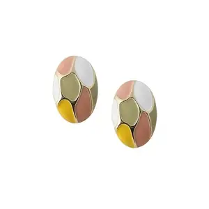 SOHI Women's The Python Stud Earrings For Casual Wear | Blush Pink:Pistachio Green Colour | Alloy Material | Push Back Closure | Metallic Earrings | Fashion Stud Earrings For Women & Girls