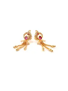 Royal Covering Stylish and Trendy 1 Gram Gold-Plated American Diamond (AD) Jhumki Earring for Women and Girls