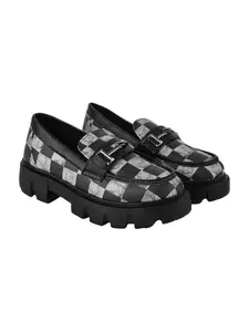 Shoetopia Printed Casual Black Loafers for Women & Girls /UK7