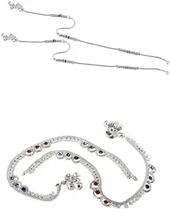Lila Traditional Trendy Jewellery All Occassions Anklets Payal Pair for Women/Girls Alloy Anklet (Pack of 4)(Bzr_ComboPayal-118&119-(1PairEach))