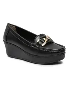 Flat n Heels Womens Black Loafer FnH GS-152-BK