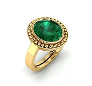 SIDHARTH GEMS 10.00 Carat Certified Natural Emerald Panna Panchdhatu Adjustable Rashi Ratan Gold Plating Ring for Astrological Purpose Men & Women(Lab Approved)