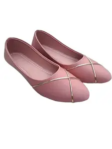 Glamorous Fashion Point Latest Collection Comfortable & Fashionable Bellies for Women's Ballet Flats Ballerinas (6) Pink