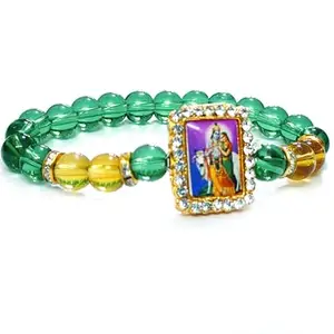 ASTROGHAR Shri Radhe Krishna Ji With Cow Jircon Finished Lucky Charms Green bracelet