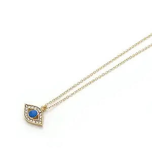 Vembley Lovely Gold Plated Zircon Studed Evil Eye Pendant Necklace for Women and Girls