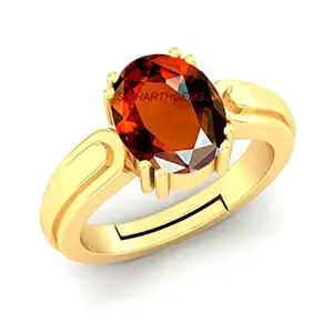 SIDHARTH GEMS 8.00 Ratti Natural Gomed Stone Astrological Gold Ring Adjustable Gomed Hessonite Astrological Gemstone for Men and Women (Lab - Tested)