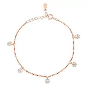 ZAVYA 925 Sterling Silver CZ Floral Rose Gold Plating Bracelet | Gift for Wife and Girlfriend | With Certificate of Authenticity and 925 Hallmark