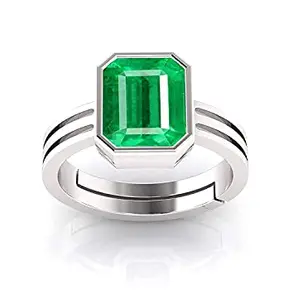 SONIYA GEMS Natural Panna Astrological 925 Sterling Silver Adjustable Ring 13.00 Carat Genuine and Certified Emerald Adjustable Silver Ring for Women's and Men's