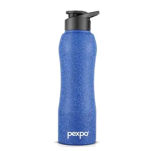 PEXPO Bistro ISI Certified Stainless Steel Fridge Cooling/Sports Sipper Water Bottle 1 Litre, Blue|Single Walled|Easy Grip | Home, Office, Gym, School, Yoga, Trekking, Men, Women & Kids