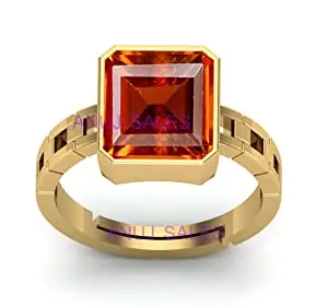Anuj Sales Natural Gomed Stone 6.25 Ratti Astrological Gold Ring Adjustable Gomed Hessonite Astrological Gemstone for Men and Women (Lab - Tested)