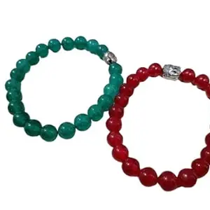 Blustone कॉम्बो माणिक स्टोन ब्रेसलेट+ पन्ना रत्न ब्रेसलेट Best Combo Budh Pachu Ratna Panna Stone Bracelets & Manikya Beslet Original Certified রুবি পান্না ব্রেসলেট Long Lasting Ruby Emerald Bracelet