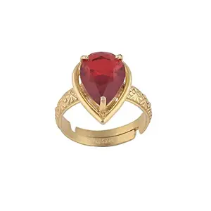 Anuj Sales Anuj Sales 12.25 Ratti 11.50 Carat Natural Certified Ruby/Manik Panchdhatu(Pear Shape) Birthstone/Astrology/Rashi Ratan Adjustable Gold Ring for Men & Women