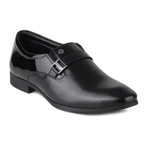Red Chief Black Genuine Leather Formal Slip On Shoes for Men