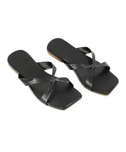 The Mons Women's Ethnic Flats, Women's Traditional Slip-On Partywear Slipper & Girls Flat Sandal (Black, UK Footwear Size System, Adult, Women, Numeric, Medium, 5)