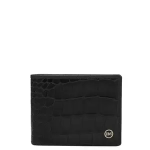 Da Milano Leather Money Clip with Multicard Slot - Black (10026A)