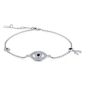 MISS JO 92.5 Sterling Silver Divine Evil Eye Bracelet, Adjustable Bracelet for Girls, Evil Eye Collection, Gift for Women, BIS Hallmarked