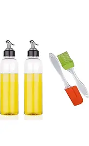 M culture plastic cooking oil dispenser 1 litre (pack of 2) with spatula and brush set (free)