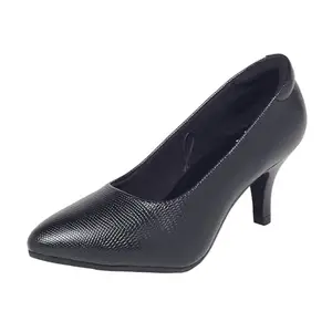 MONROW Kitten Heels for Women & Girls | Fancy & Stylish Kitten Heels | Extra Cushioning & Comfortable, Fashionable, Light Weight, Fashion Kitten Heels for Girls (Black/4-UK)