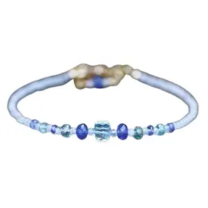 LKBEADS Rainbow Moonstone, Blue Topaz, Zircon & Tanzanite bracelet with Silver clasp - 3-8mm Box & Rondelle beads- Faceted Cut -7 Inch Adjustable Bracelet– Healing, Fashion, Gift, Spiritual, Yoga|LK_STACK_08501