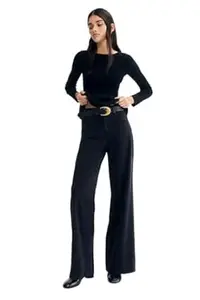 KOTTY Womens High Waist Regular Fit Ankle Length Clean Gery Denim Jeans