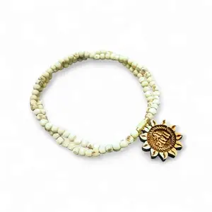 Traditional Tulsi Mala Necklace, White Beaded, Handcrafted Sun Pendant, Spiritual Prayer Beads, Traditional Indian Style