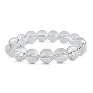 Reiki Crystal Products Natural Sphatik Clear Quartz Bracelet 12 mm Stone Bracelet Crystal Bracelet for Reiki Healing and Crystal Healing (Color : Clear)