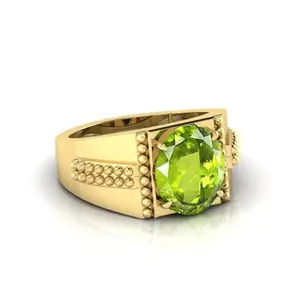 Certified A1 Green Peridot Gemstone Adjustable Ring/Anguthi for Men and Women AA++ (15.25 Ratti)